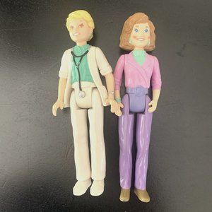 PLAYSKOOL Dollhouse Blonde WOMAN DOCTOR & Brunette MOM People Doll 1994